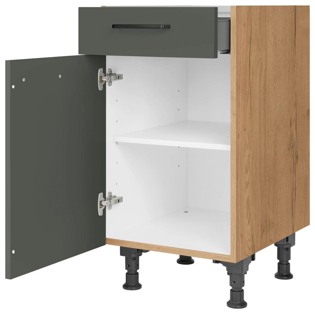 Schubkastenunterschrank Easytouch - Eichefarben/Grün, MODERN, Holzwerkstoff (45/87/56cm) - Nobilia