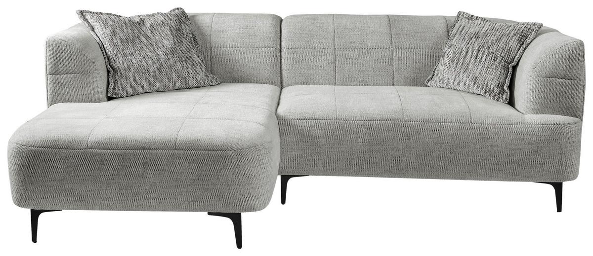 Ecksofa Lou Hellgrau/schwarz, 158 Cm - Hellgrau/Schwarz, Design, Textil (158/247cm) - MID.YOU