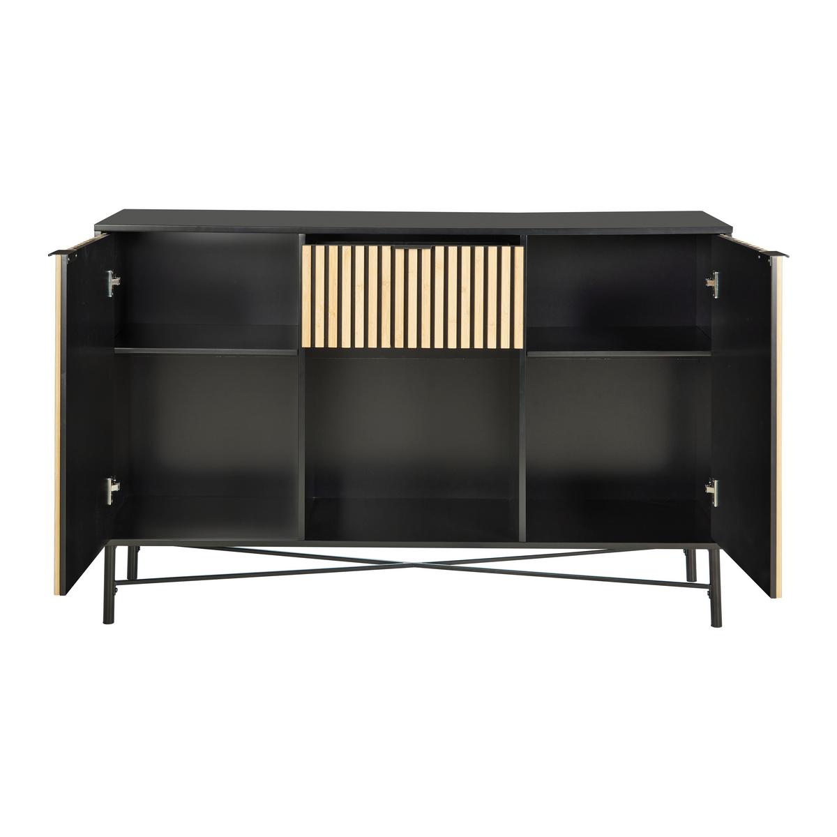 Komoda MADRID - černá/barvy dubu, Moderní, kov/dřevo (143/90/40cm) - Mömax