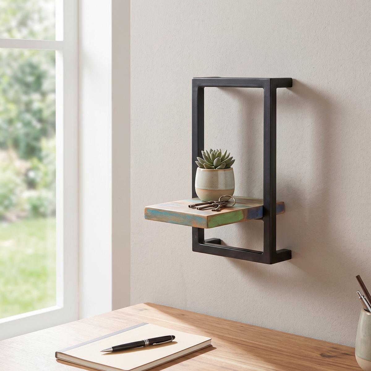 Wandregal Multicolor/Schwarz B: 20cm - Multicolor/Schwarz, Design, Holz/Metall (20/35/25cm) - MID.YOU