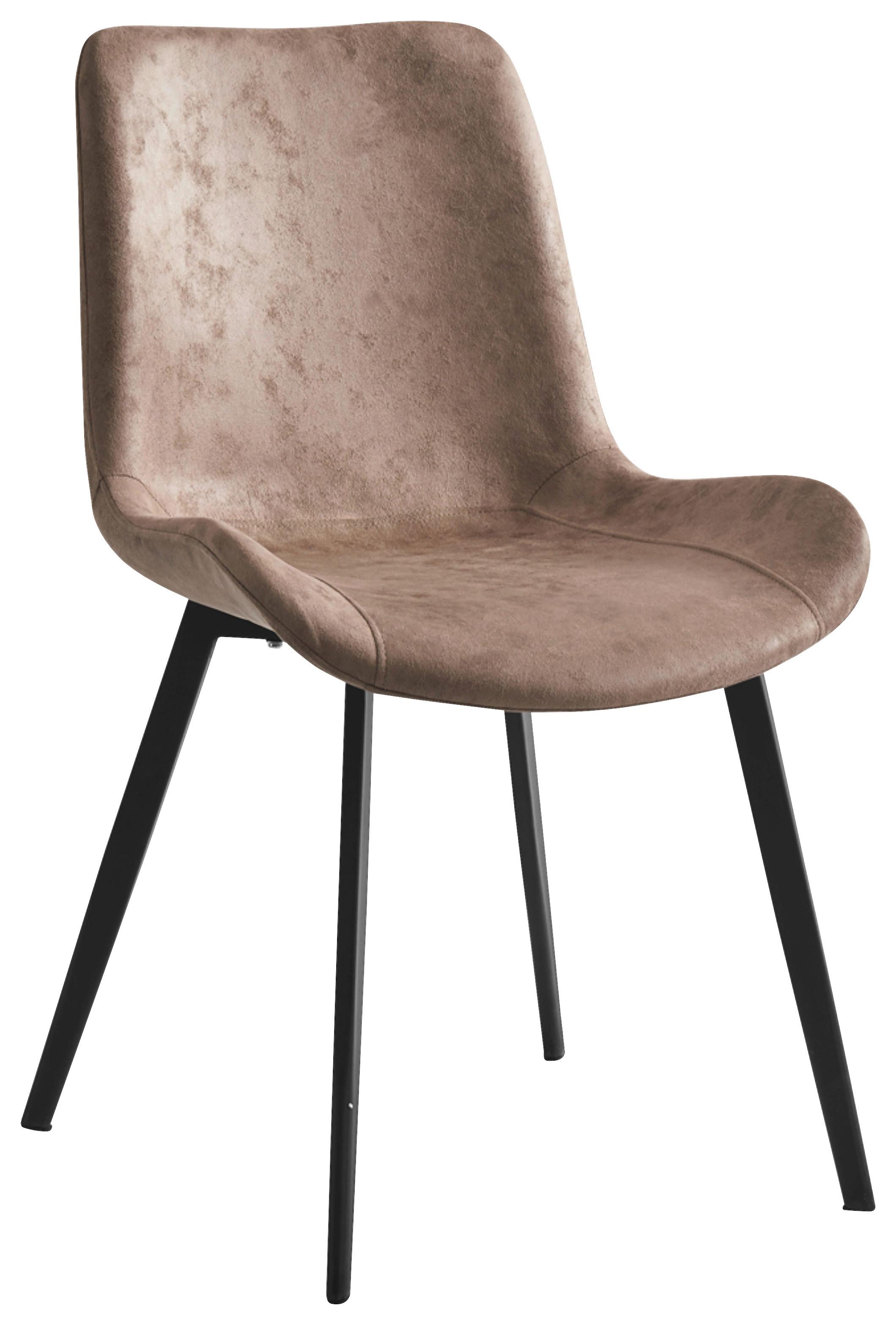 Vierfußstuhl Lorne Beige/Schwarz, Gepolstert - Beige/Schwarz, KONVENTIONELL, Textil/Metall (52/84,5/56cm)