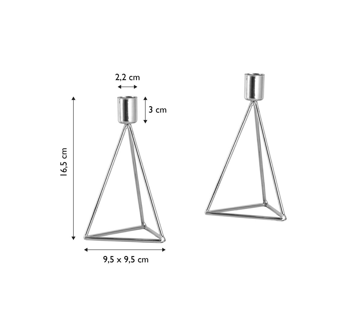 Kerzenständer-Set Eisen für Stabkerzen 2-teilig - Silberfarben, Basics, Metall (9,5/16,5cm) - Echtwerk