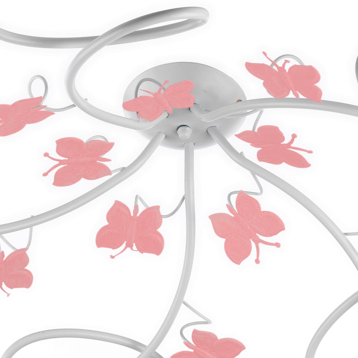 Kinderdeckenleuchte 4924/pl5 - Pink/Weiß, Basics, Glas/Metall (80/20cm)