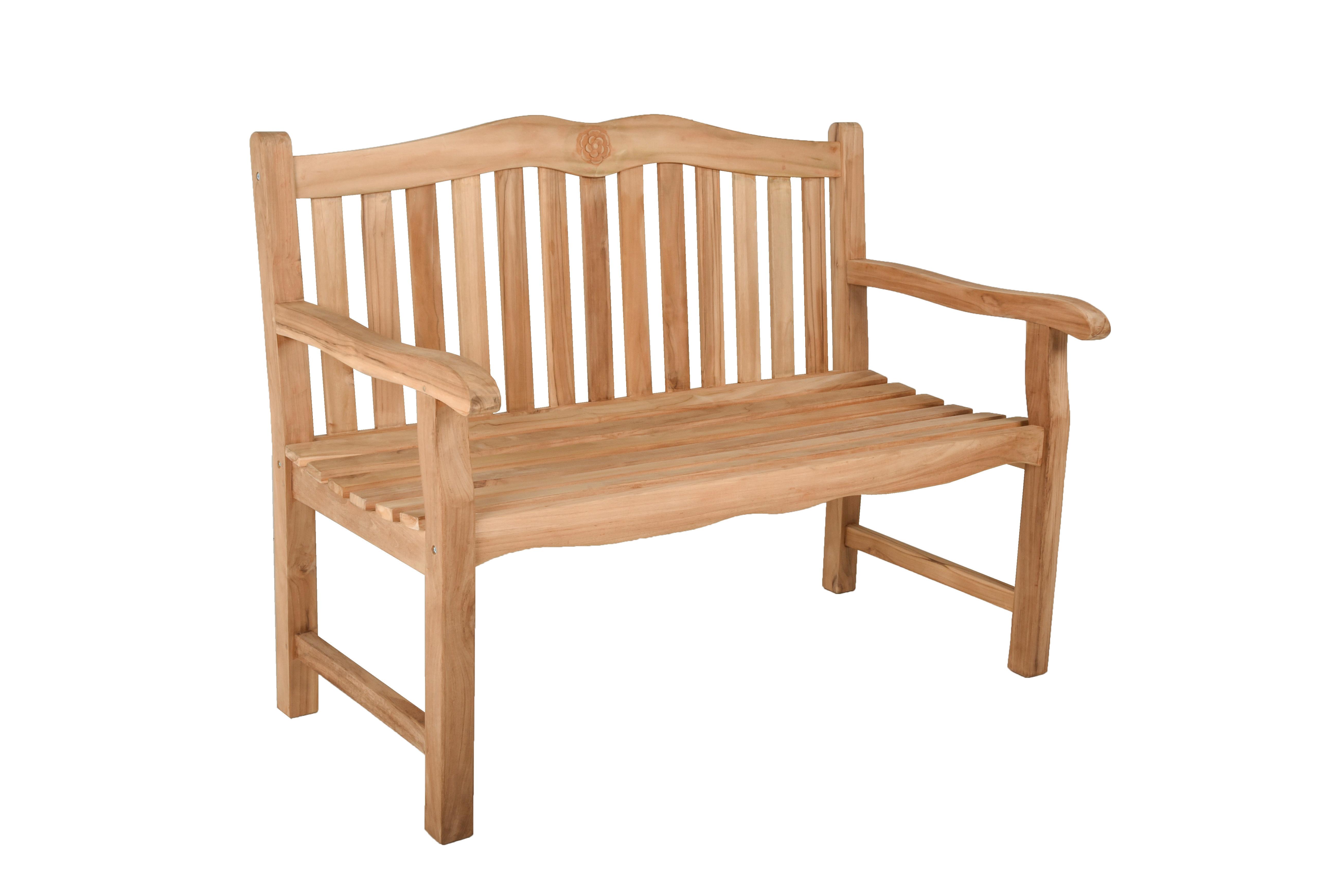 Gartenbank Echtholz Teak 2-Sitzer Romang - Naturfarben, Basics, Holz (120/92/63cm) - Gardenson