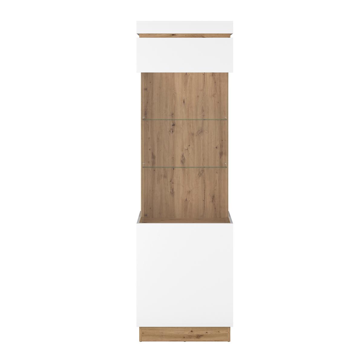 Vitrin Calabria - tölgyfa színű/fehér, Trend, faalapú anyag/üveg (60,1/200,5/40cm)