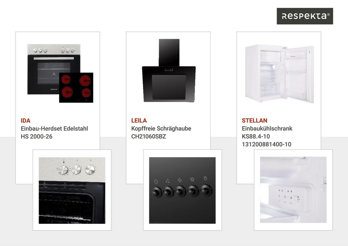 Küchenblock Malia B: 280 Cm Grau, Mit Geräte - Weiß/Grau, Basics, Holzwerkstoff (280cm) - Respekta