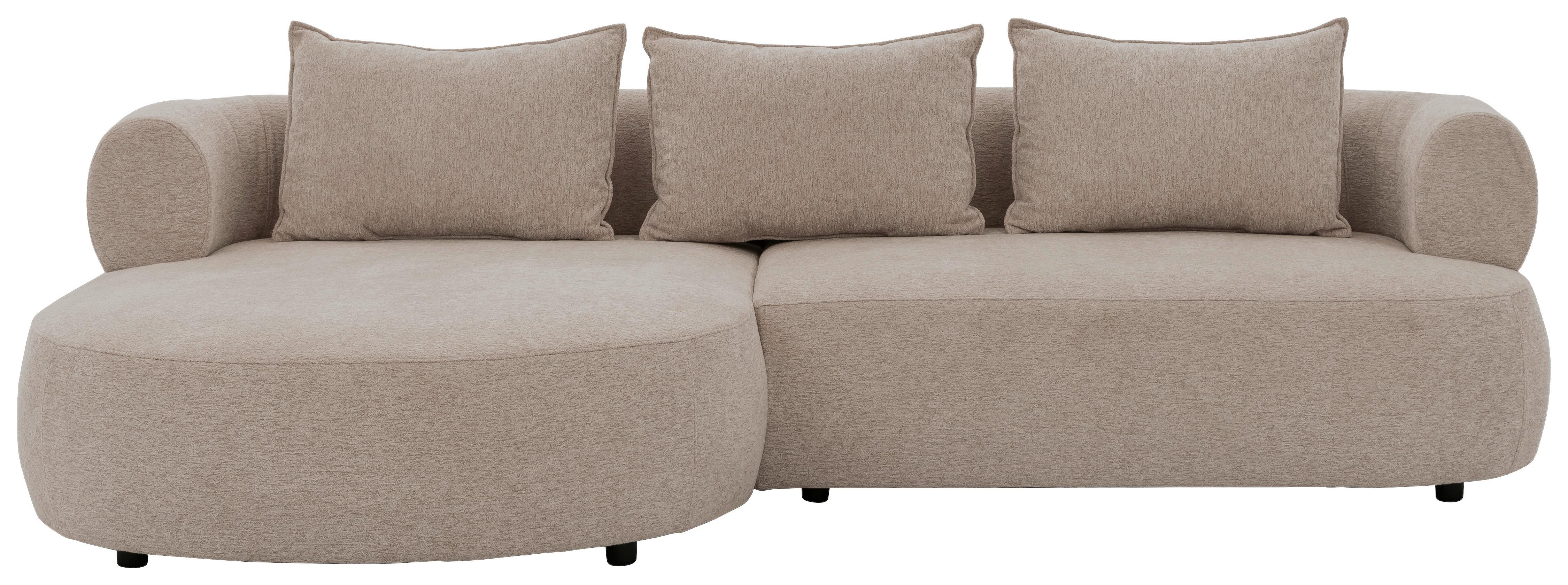 Ecksofa Ferro Hellbraun S: 156x256 cm - Hellbraun/Schwarz, Design, Textil (156/256cm) - Livetastic