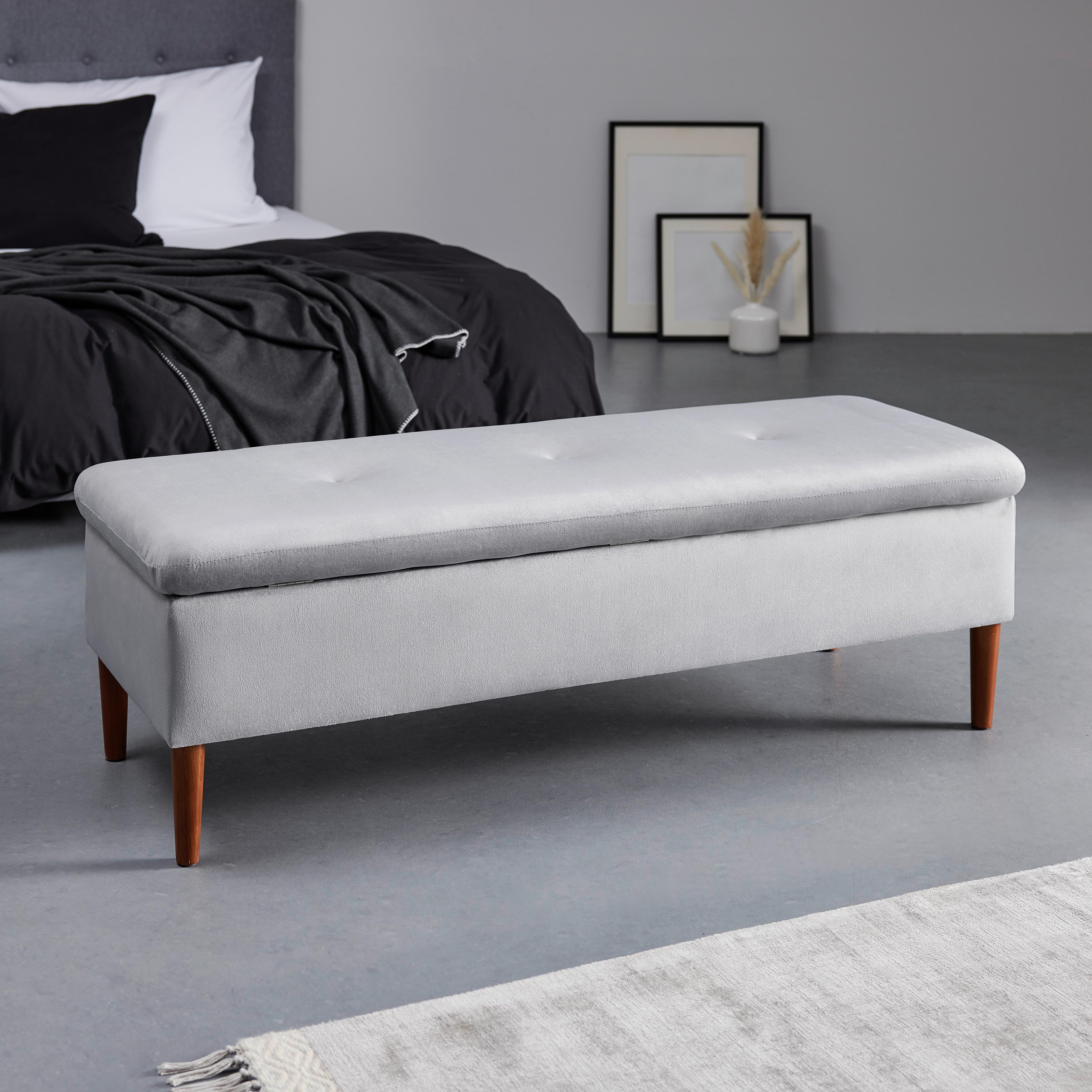 Lavice S Úl. Prostorem Jessy Světlešedá - světle šedá/barvy buku, Moderní, dřevo/textil (150/50/55cm) - Bessagi Home