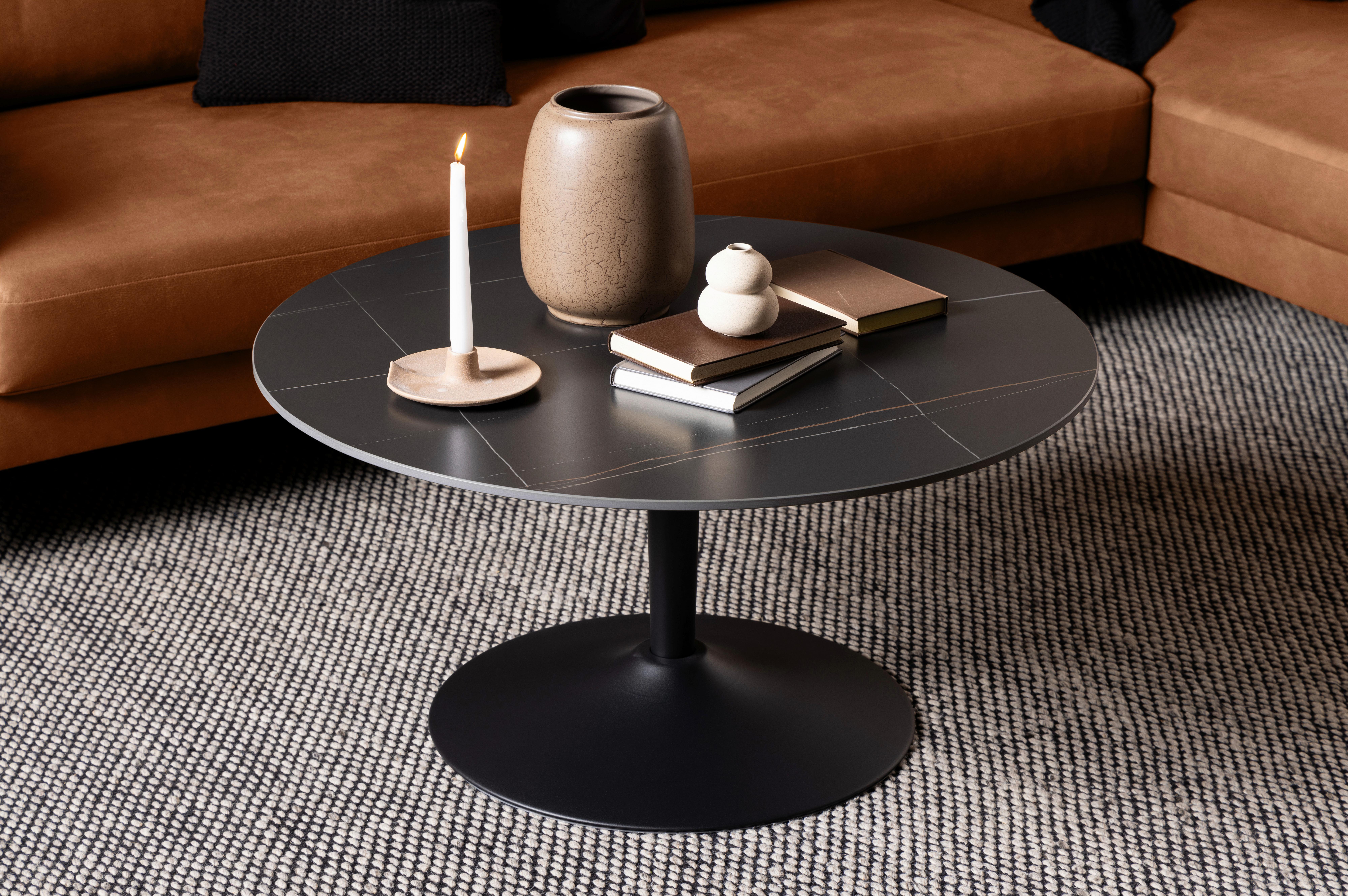Konferenčný stolík MALTA 90cm - čierna, Design, kov/keramika (90/45cm) - Livetastic