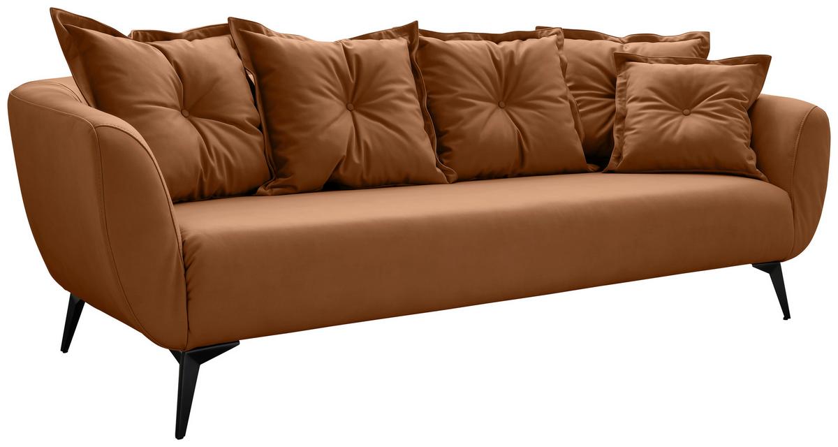 3-Sitzer-Sofa Baggio Cognac B: 236 cm - Cognac/Schwarz, MODERN, Textil (236/94/103cm) - Livetastic