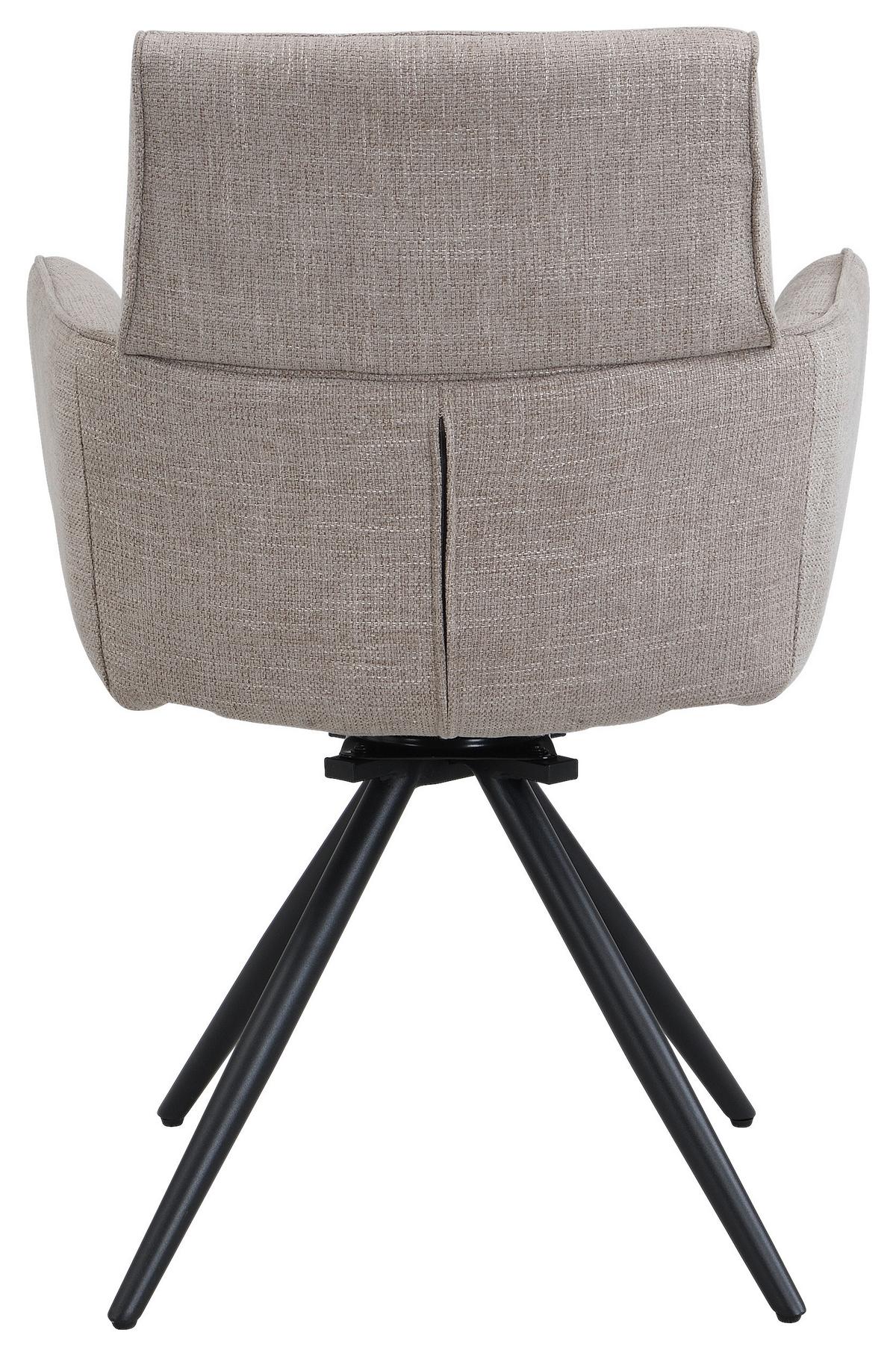 Armlehnstuhl Elis Webstoff Taupe, B: 62 cm - Taupe/Schwarz, KONVENTIONELL, Textil/Metall (62/89/62cm) - Livetastic