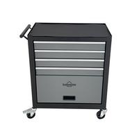 Werkstattwagen Falkon 4 Laden Verschließbar mit Rollen - Schwarz/Grau, MODERN, Metall (61,6/33/74,5cm) - Homezone