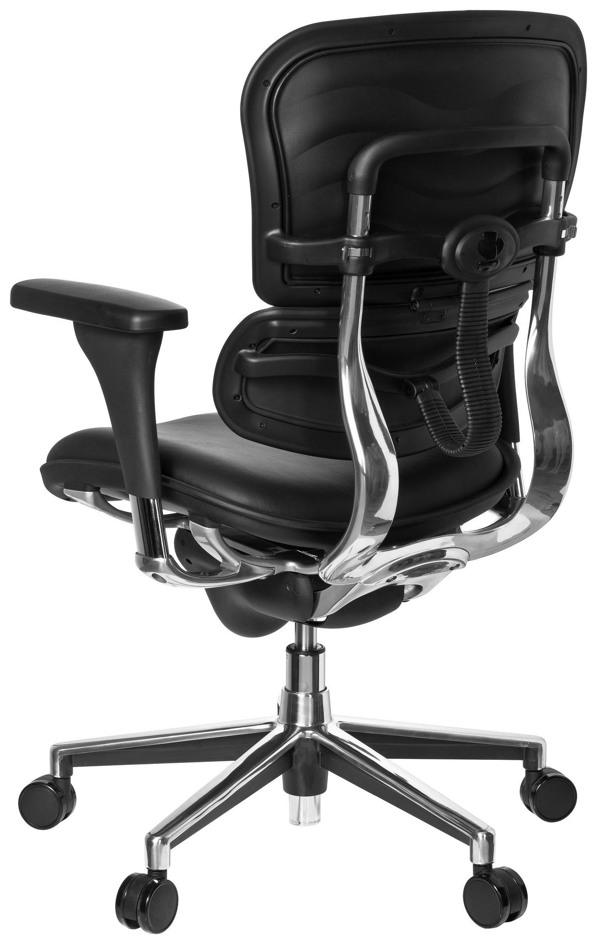 Drehstuhl Ergohuman Base Schwarz - Chromfarben/Schwarz, MODERN, Leder/Kunststoff (61/120/48cm) - MID.YOU