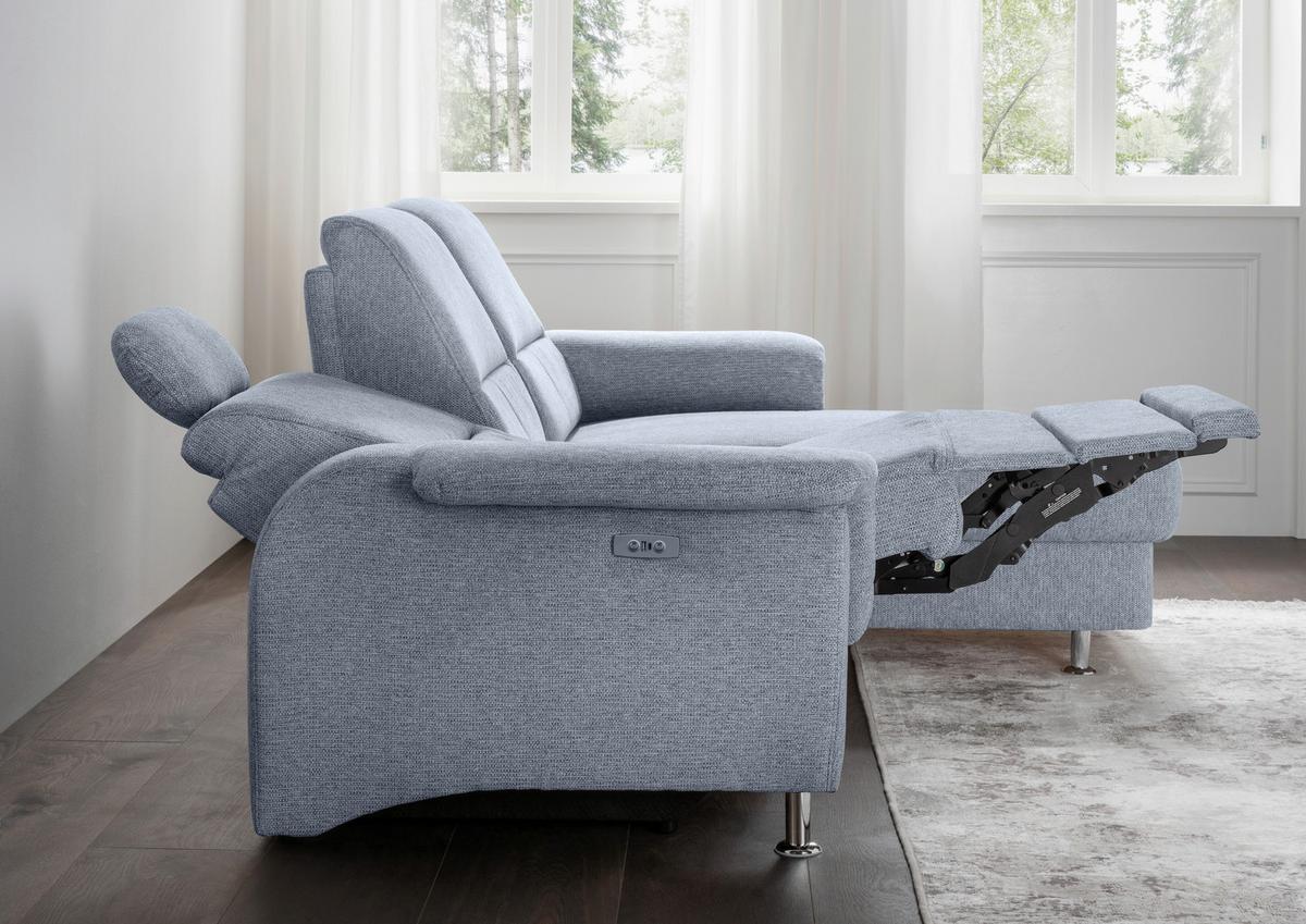Ecksofa mit Relaxfunktion Parole Hellblau Chenille - Chromfarben/Hellblau, MODERN, Textil (231/165cm) - Livetastic
