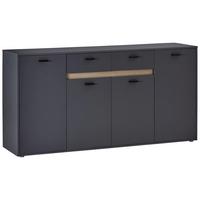 Kommode mit Bügelgriff B: 183,4 cm Slot 4T Dunkelgrau - Dunkelgrau, MODERN, Holzwerkstoff (183,4/90/40cm)