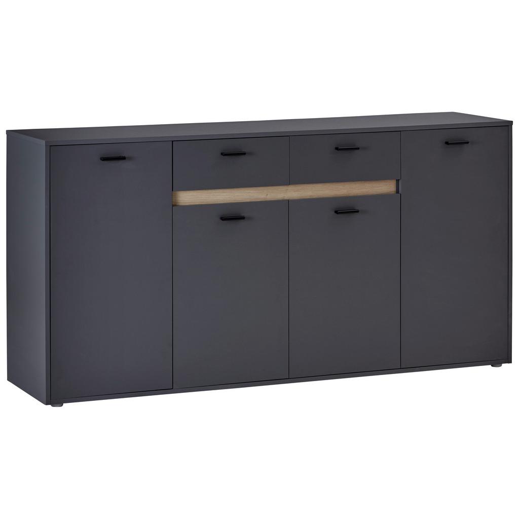 Kommode mit Bügelgriff B: 183,4 cm Slot 4T Dunkelgrau