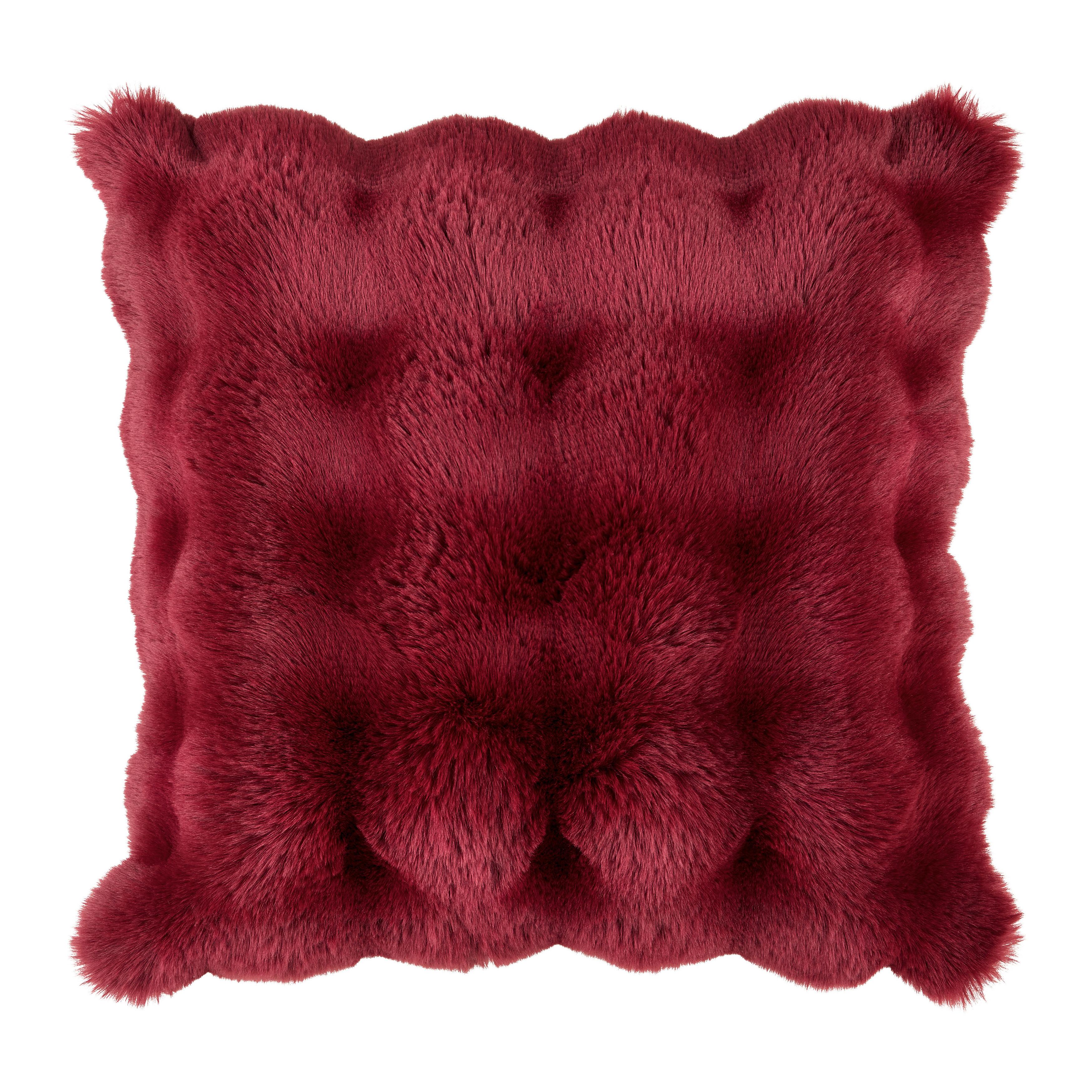 KOŽEŠINOVÝ POLŠTÁŘ BELLA - červená, Moderní, textil (45/45cm) - Premium Living
