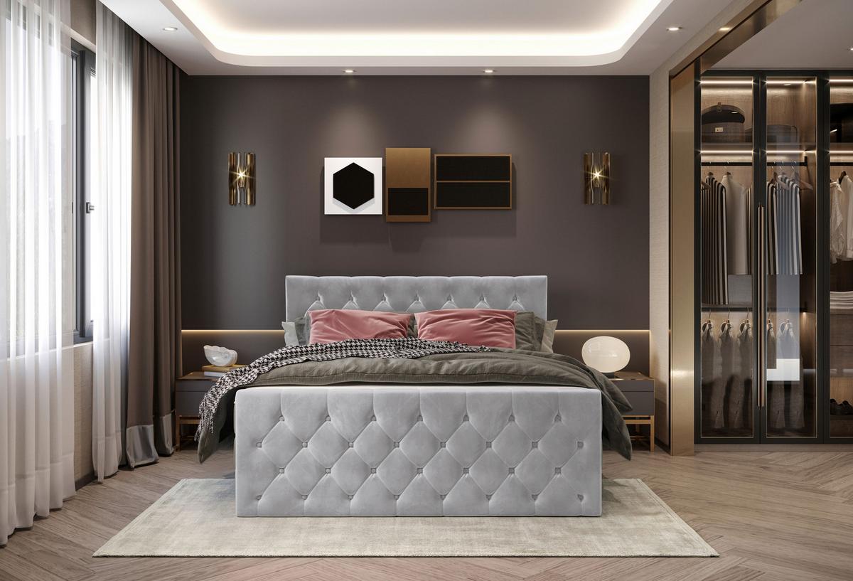 Boxspringbett Swing 16 Silberfarben 180x200 cm H2 - Beige/Silberfarben, ROMANTIK / LANDHAUS, Textil (180/200cm) - James Wood