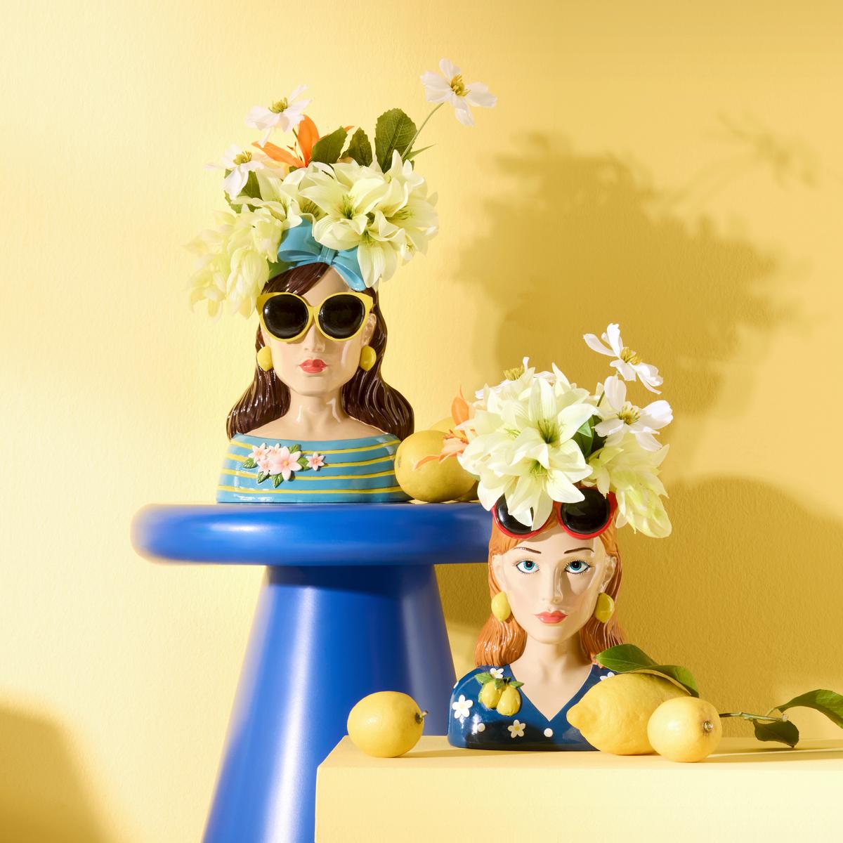 Váza ZENE - černá/světle žlutá, plast (17,5/22,5/14cm) - Mömax