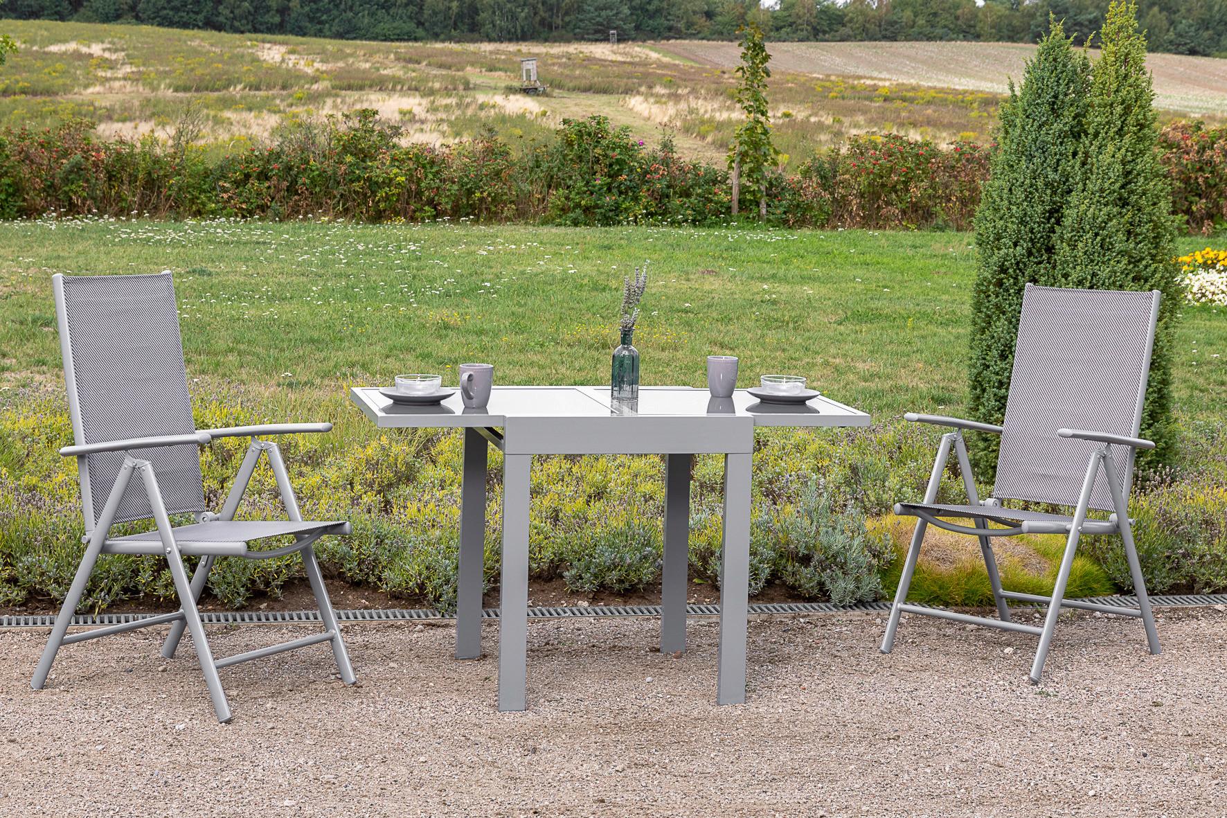 Gartenmöbel Set 3-Tlg Amalfi aus Metall/Kunststoff - Silberfarben/Braun, MODERN, Kunststoff/Metall - Gardenson