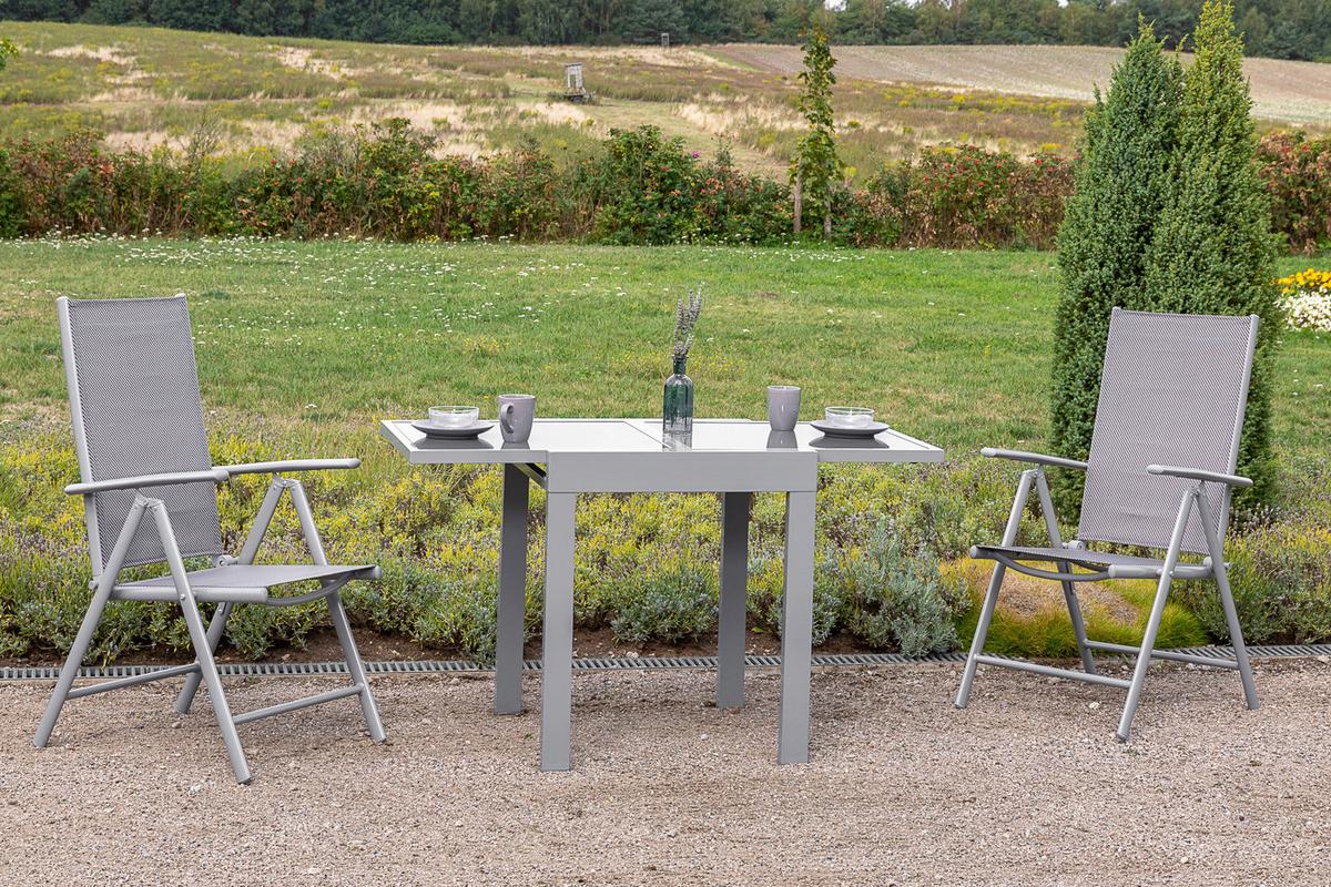 Gartenmöbel Set 3-Tlg Amalfi aus Metall/Kunststoff - Silberfarben/Braun, MODERN, Kunststoff/Metall - Gardenson