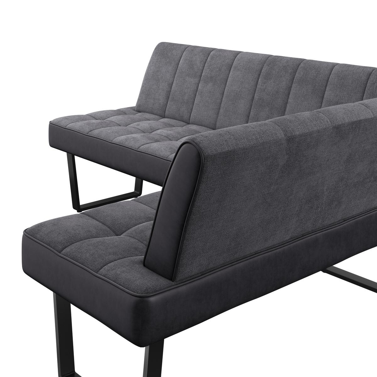 Eckbank Pag - Schwarz/Grau, KONVENTIONELL, Textil/Metall (200/160cm) - MID.YOU