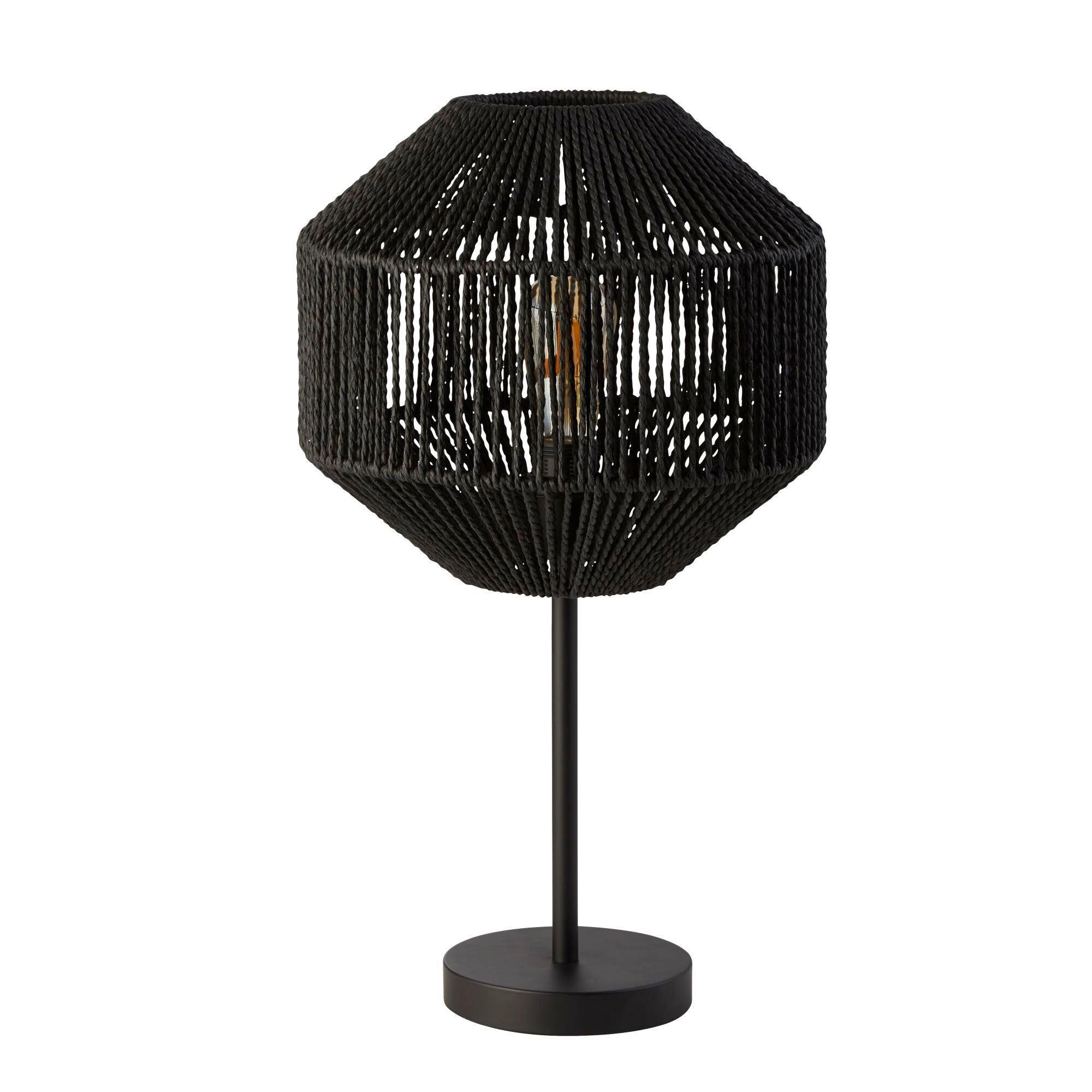 Tischleuchte Eu11201-1bk - Schwarz, Basics, Naturmaterialien/Kunststoff (31/31/55cm)
