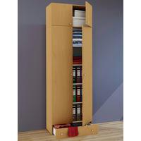 Víceúčelová skříň VANDOL nástavba se zásuvkou - barvy stříbra/barvy buku, Moderní, kompozitní dřevo/plast (70/238/39cm) - MID.YOU