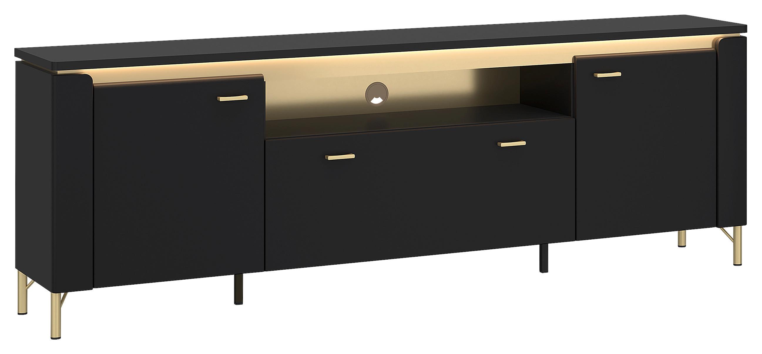 TV-Element Norica Goldfarben/Schwarz B: 200,3 cm - Goldfarben/Schwarz, Trend, Holzwerkstoff (200,3/70/40cm)