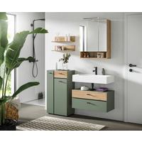 Badezimmer Aqua Grün/Eichefarben B: 126cm - Eichefarben/Schwarz, Trend, Glas/Holzwerkstoff (126cm) - MID.YOU