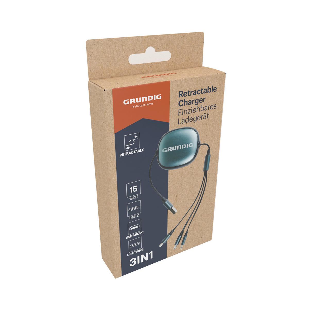 USB-LADEKABEL 3 Adapter - Blau/Beige, Basics, Kunststoff/Metall (9,3/3/16,3cm) - Grundig