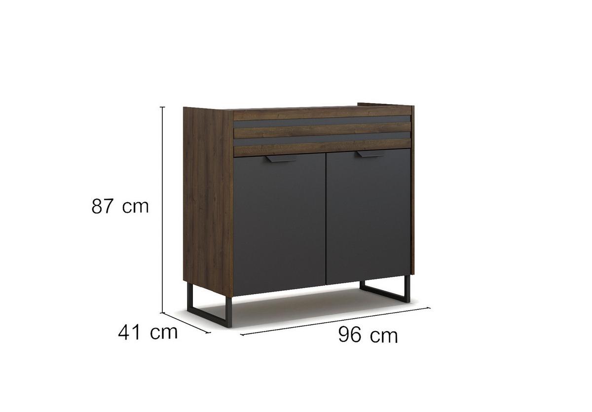Kommode Barea Dunkelgrau Eiche Dekor - Eiche dunkel/Dunkelgrau, MODERN, Holzwerkstoff (96/87/41cm) - Rauch Möbel