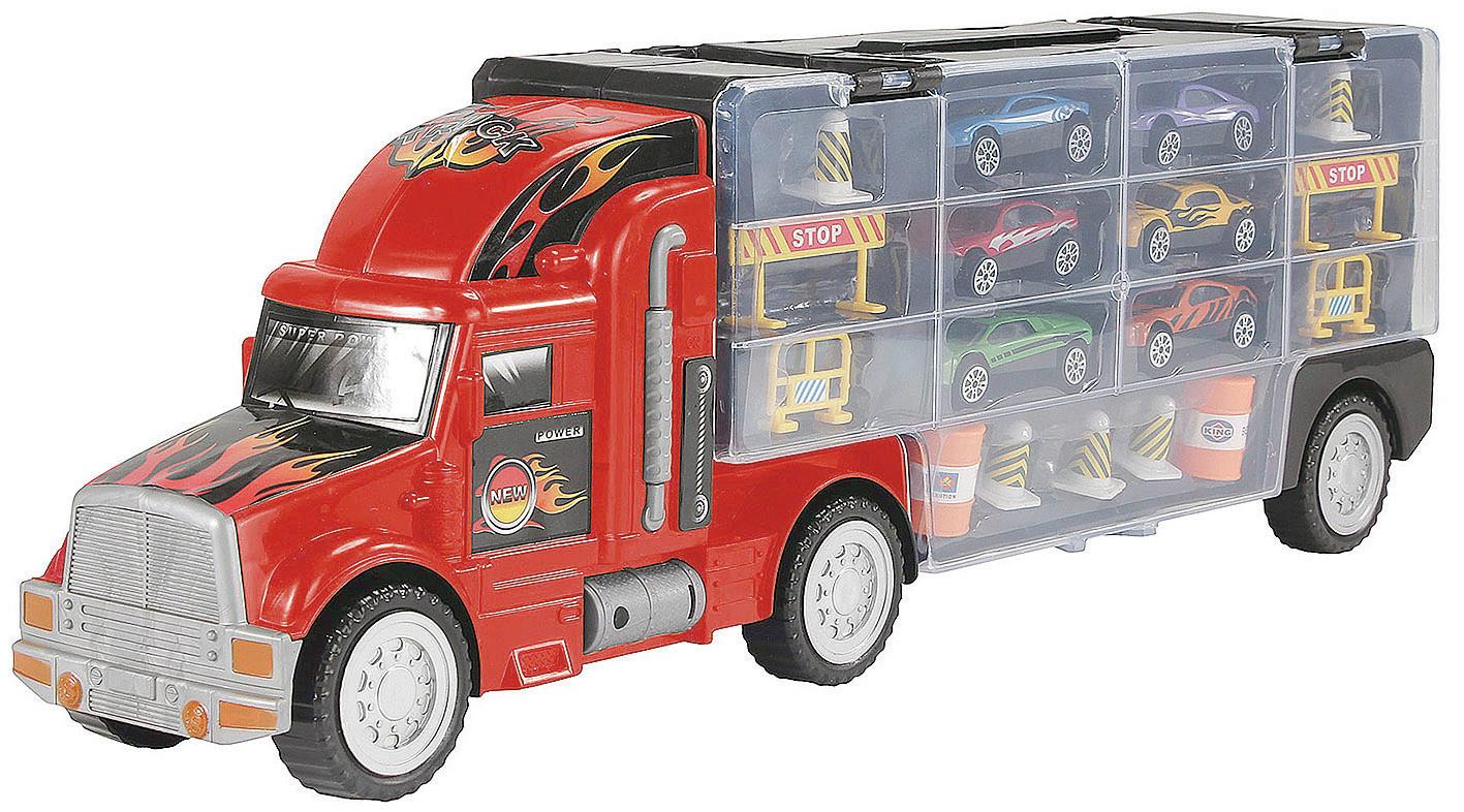 Spielzeugautos Auto-Transport- LKW ab 3 Jahren - Rot/Schwarz, LIFESTYLE, Kunststoff (49cm)