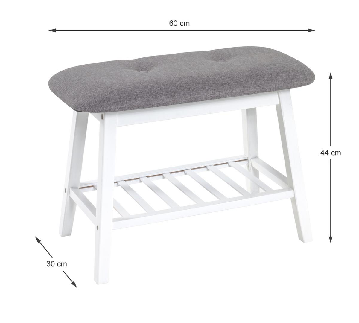 Lavica JULIA sivá/biela - sivá/biela, Basics, textil/prírodné materiály (60/44/30cm)