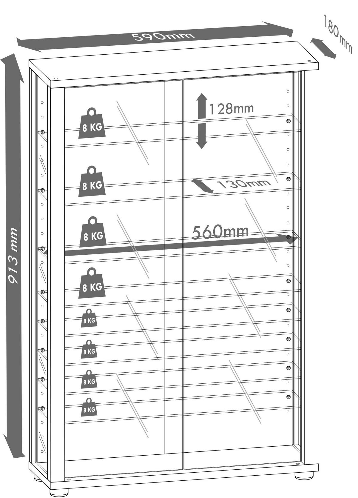Vitrine Lumo Mini Nussbaumfarben - Transparent/Nussbaumfarben, Design, Glas/Holzwerkstoff (59/90/18cm) - MID.YOU