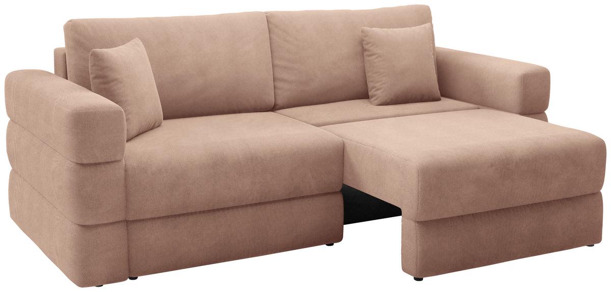 Schlafsofa Terazzo Rosa B: 254cm - Schwarz/Rosa, Design, Textil (254/93/167cm) - Livetastic