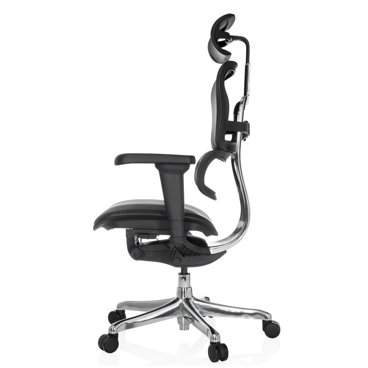 Drehstuhl Schwarz B: 65 Cm - Silberfarben/Schwarz, MODERN, Leder/Kunststoff (65/114-132/60cm) - MID.YOU