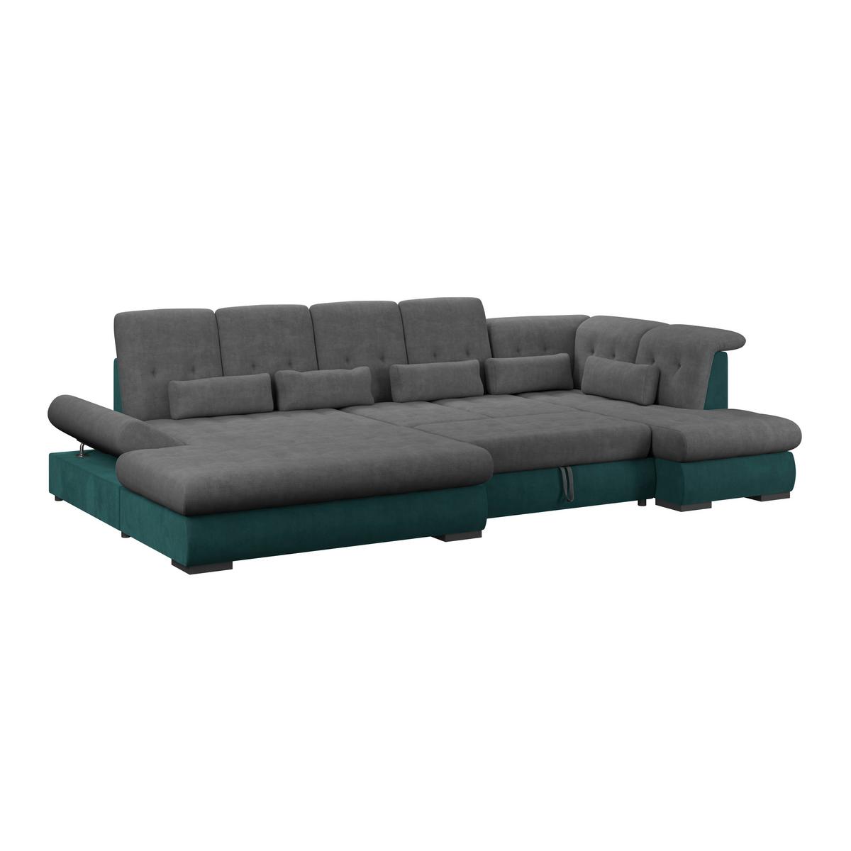 Wohnlandschaft Madera Anthrazit S: 358x212 cm - Türkis/Anthrazit, KONVENTIONELL, Kunststoff/Textil (190/358/212cm)