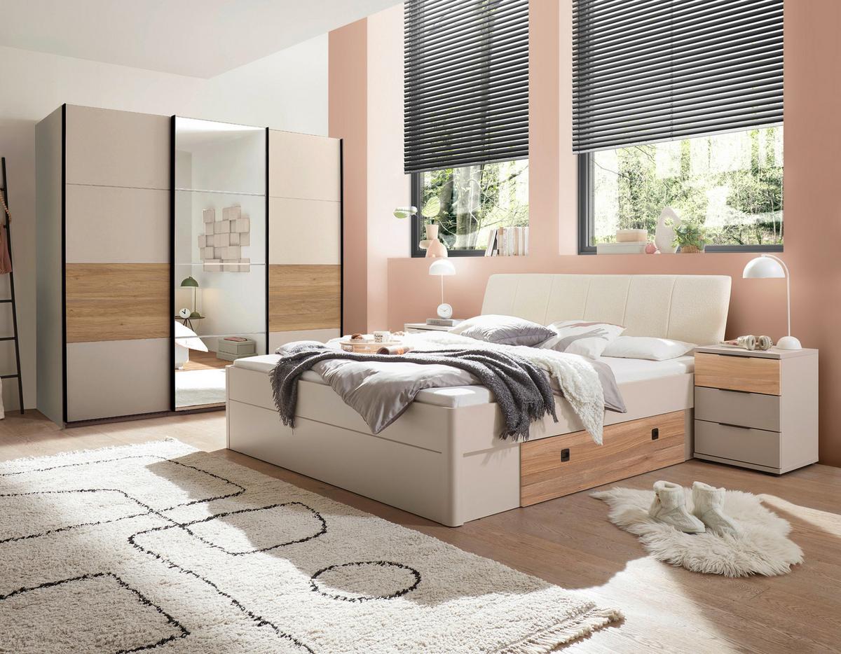 Stauraumbett Tessona Lf: 180x200 cm Kaschmir - Kaschmir/Eichefarben, Trend, Holzwerkstoff/Textil (180/200cm)