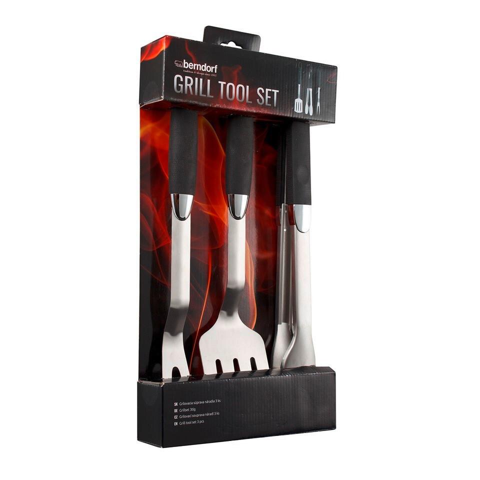 Küchenhelferset Grillbesteck - Silberfarben, Basics, Metall (23,8/44,5/5,8cm) - Berndorf