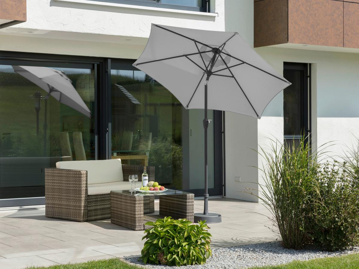 Sonnenschirm Bilbao Bxhxt: 220x210x220 Cm Silbergrau - Anthrazit/Silberfarben, Basics, Textil/Metall (220/210/220cm) - Schneider