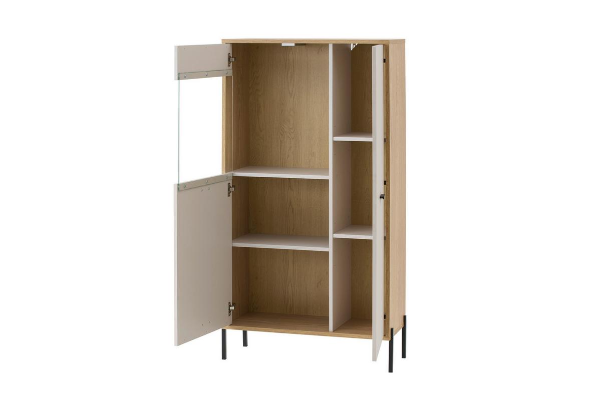 Vitrine Fredericia Eichefarben Kaschmir B: 80 cm - Kaschmir/Eichefarben, Design, Glas/Holzwerkstoff (80/150/35cm) - MID.YOU