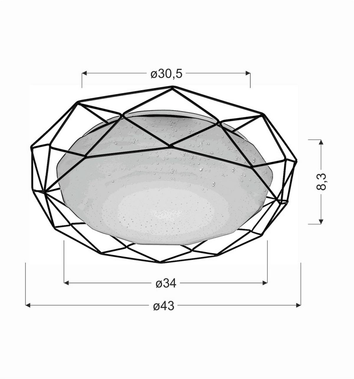 LED-Deckenleuchte 98-73167 - Schwarz, Basics, Metall (43/43/8.3cm)