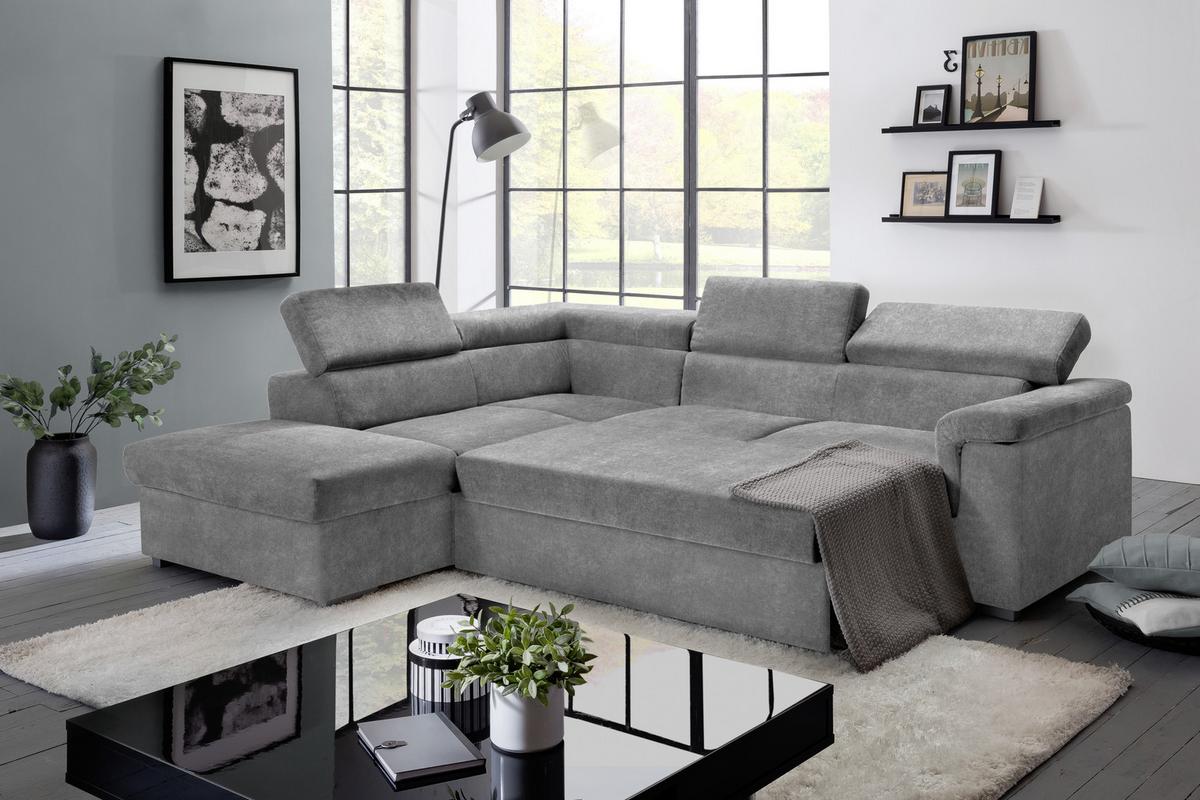 Sedacia súprava MILLA sivá ľavý roh - sivá, Basics, drevo/textil (217/252cm)
