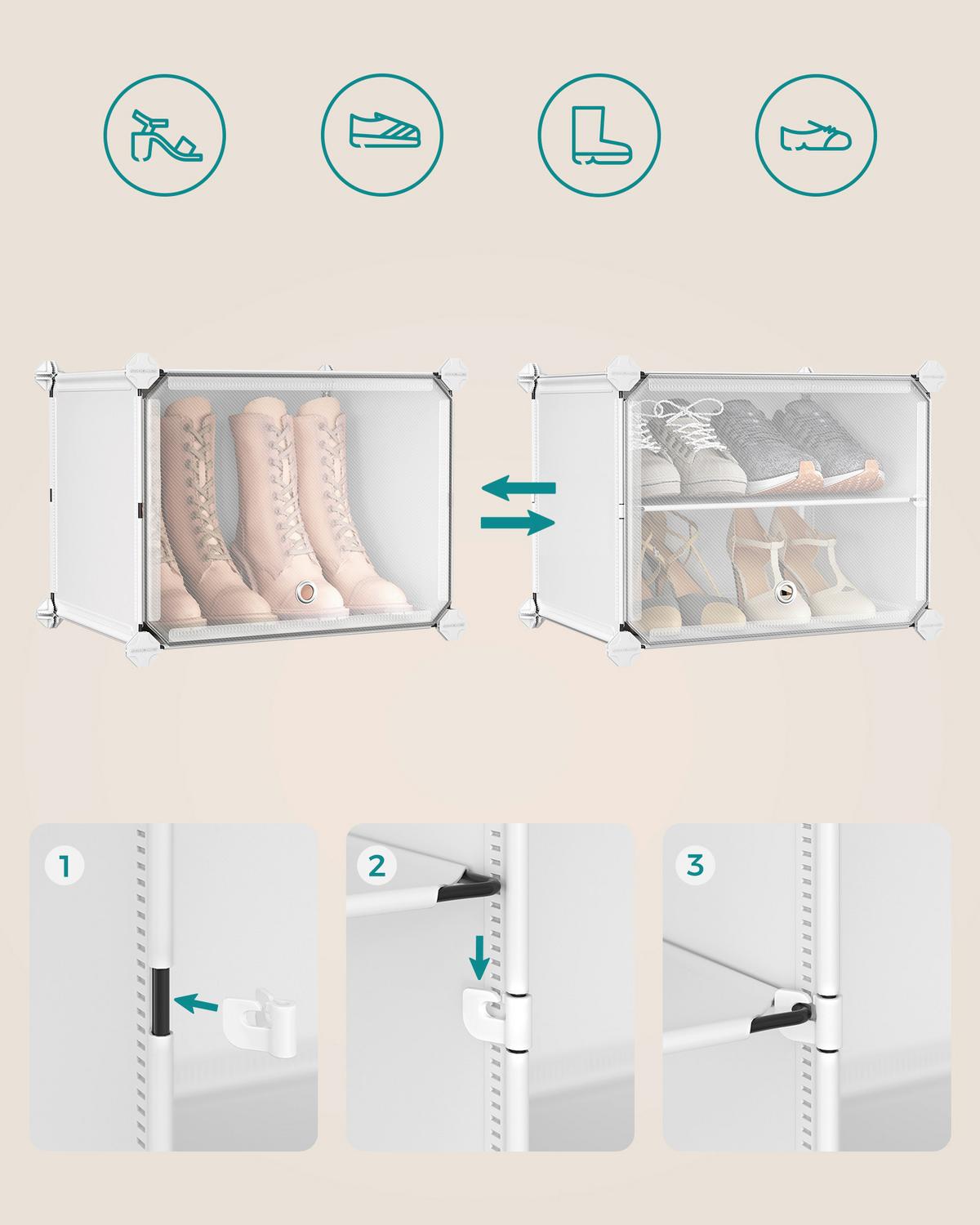 Schuhregal Weiß B: 83 cm - Weiß, Basics, Kunststoff/Metall (83/63/32cm)