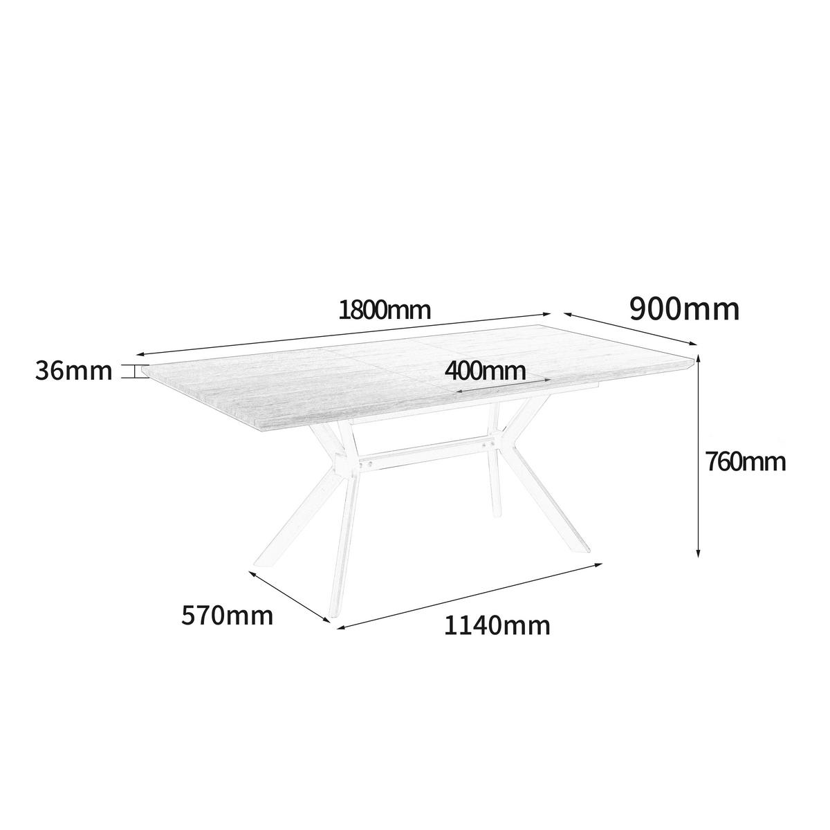Étkezőasztal Extend - natúr színű/fekete, Modern, faalapú anyag/fém (140/90/76cm) - MID.YOU