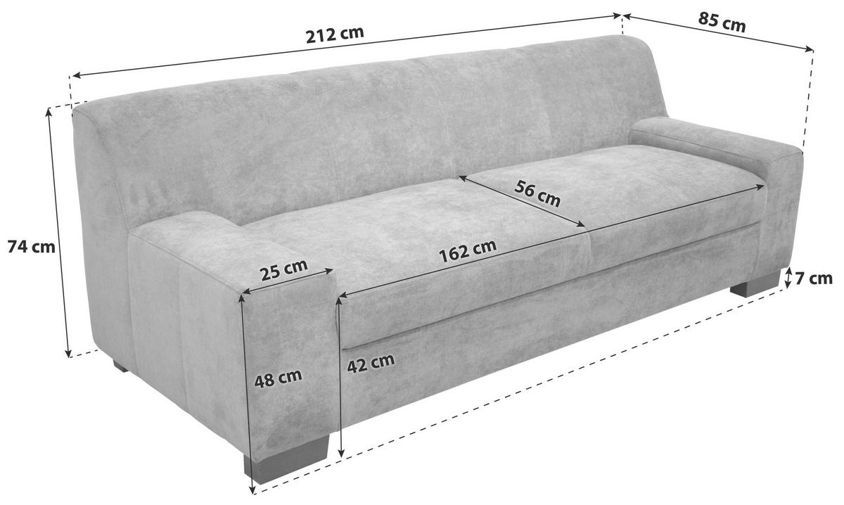 3-sitzer-sofa Norma Grün Mikrofaser - Wengefarben/Grün, Design, Textil (212/74/85cm) - MID.YOU