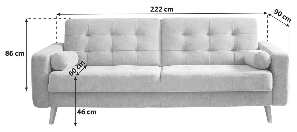 2-sitzer-sofa Mit Schlaffunkt. Und Bettkasten Fjord, Grün - Schlammfarben/Eichefarben, MODERN, Holzwerkstoff/Textil (222/86/90cm) - MID.YOU