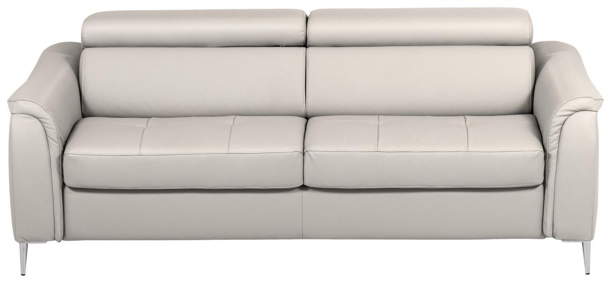 Schlafsofa Pafos Grau Lederlook, Rindsleder B: 203cm - Grau, Design, Leder/Textil (203/77-98/103cm) - MID.YOU