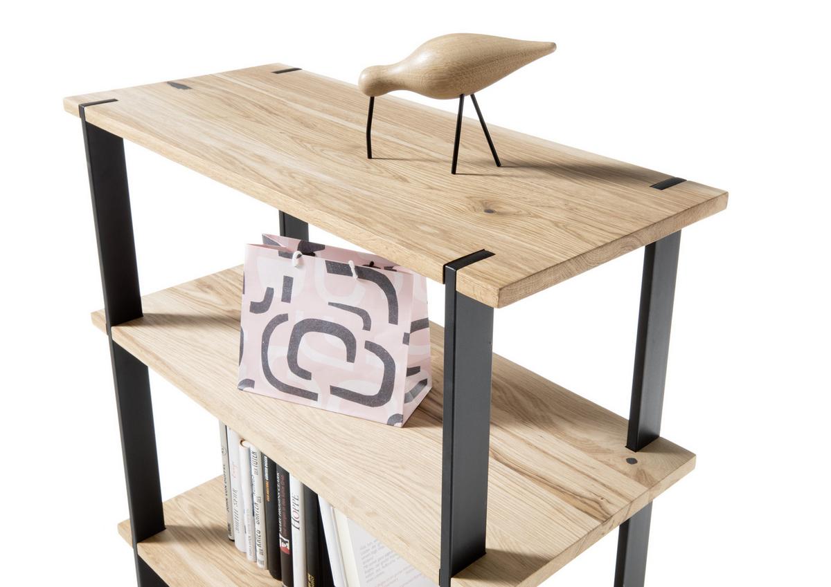 Regal Pablo 2 B: 80 cm Eiche Dekor/Schwarz - Eichefarben/Schwarz, Design, Holz/Metall (80/113/35cm) - Livetastic